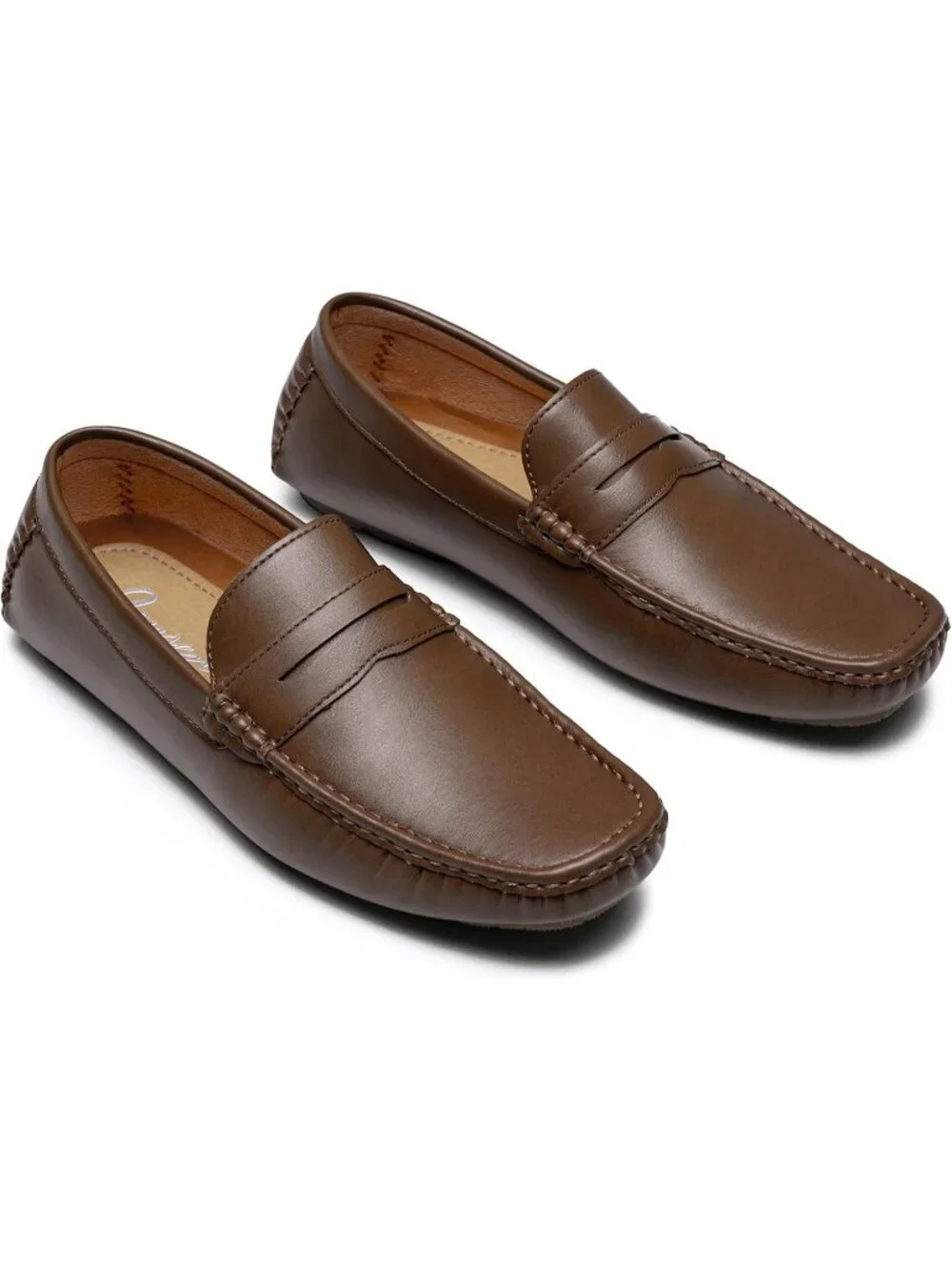 Jousen Men's Dark Brown Classic Penny Loafer Slip On Lightweight Driving Shoes